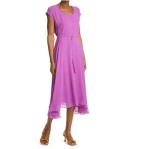Club Monaco Belted 100% Silk Chiffon Maxi Dress - Lavender Purple, Size 2